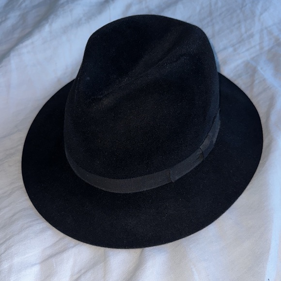 Larose Paris Black Rabbit Felt Fedora Hat